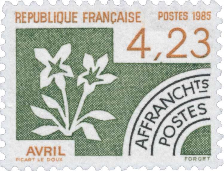 Timbre préoblitéré du mois d'avril.