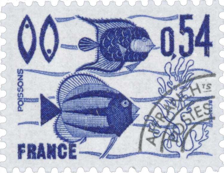 Timbre préoblitéré du zodiaque : Poissons.