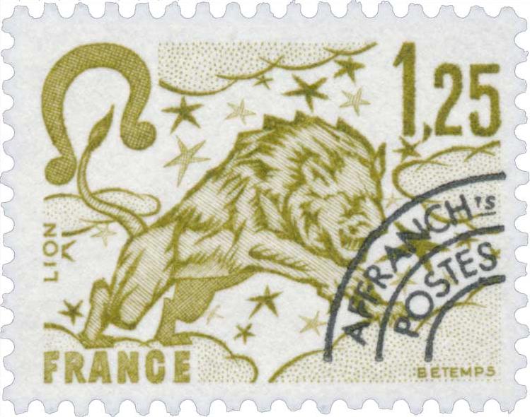 Timbre préoblitéré du zodiaque : Lion.