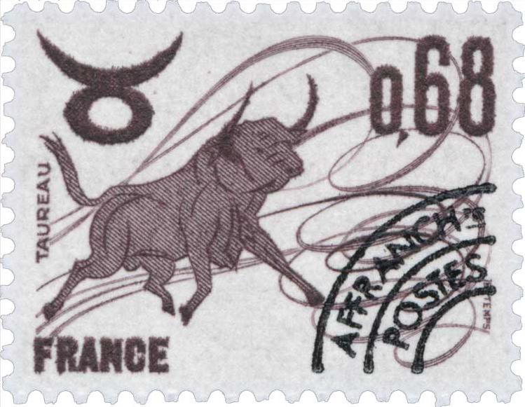 Timbre préoblitéré du zodiaque : Taureau.